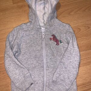 Carter's Light Gray Zip Hoodie with Sequin Pony